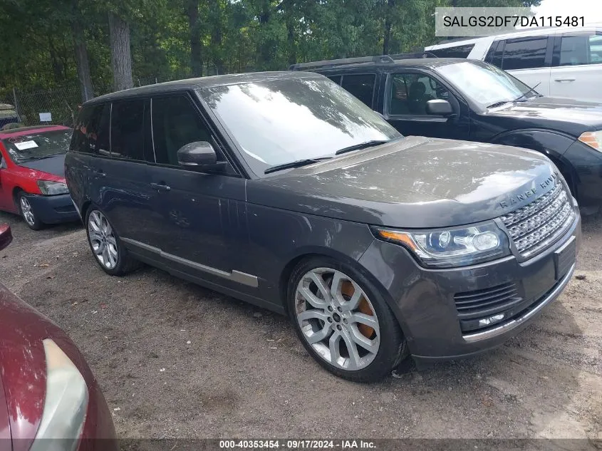 2013 Land Rover Range Rover Hse VIN: SALGS2DF7DA115481 Lot: 40353454