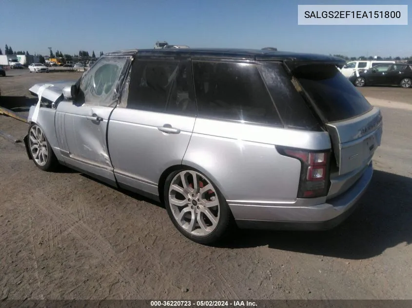 2014 Land Rover Range Rover 5.0L V8 Supercharged/5.0L V8 Supercharged Ebony Edition VIN: SALGS2EF1EA151800 Lot: 36220723