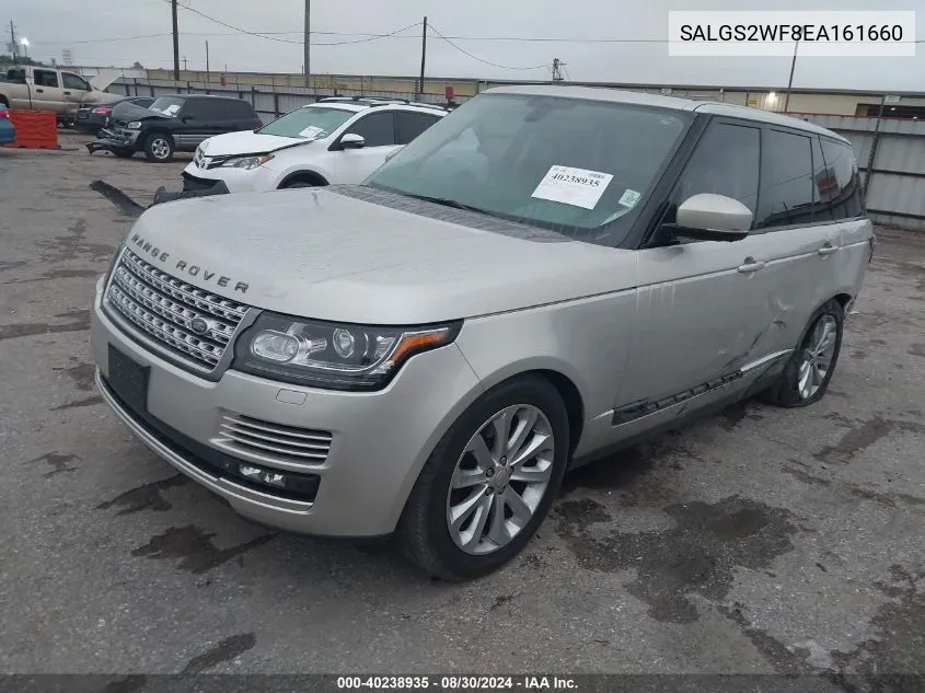 2014 Land Rover Range Rover 3.0L V6 Supercharged Hse VIN: SALGS2WF8EA161660 Lot: 40238935