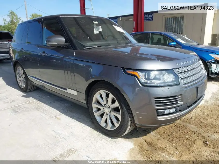 SALGS2WF1EA194323 2014 Land Rover Range Rover 3.0L V6 Supercharged Hse