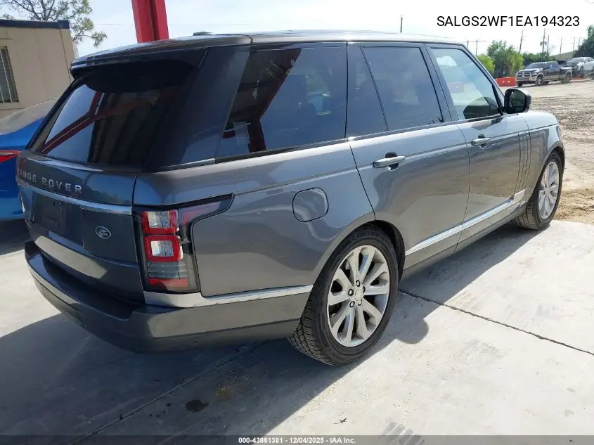 SALGS2WF1EA194323 2014 Land Rover Range Rover 3.0L V6 Supercharged Hse