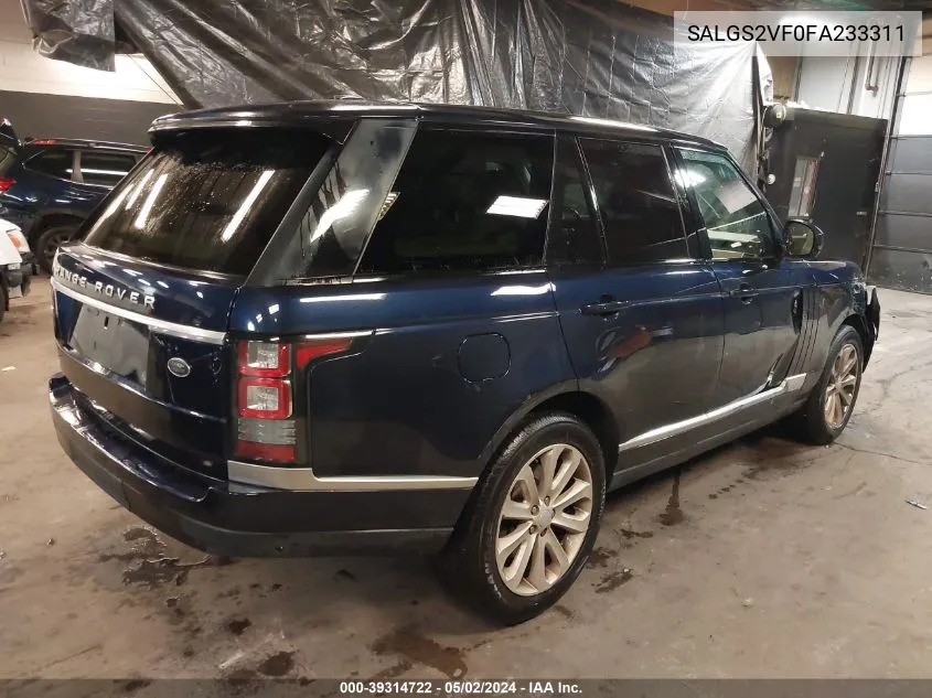 2015 Land Rover Range Rover 3.0L V6 Supercharged Hse VIN: SALGS2VF0FA233311 Lot: 39314722