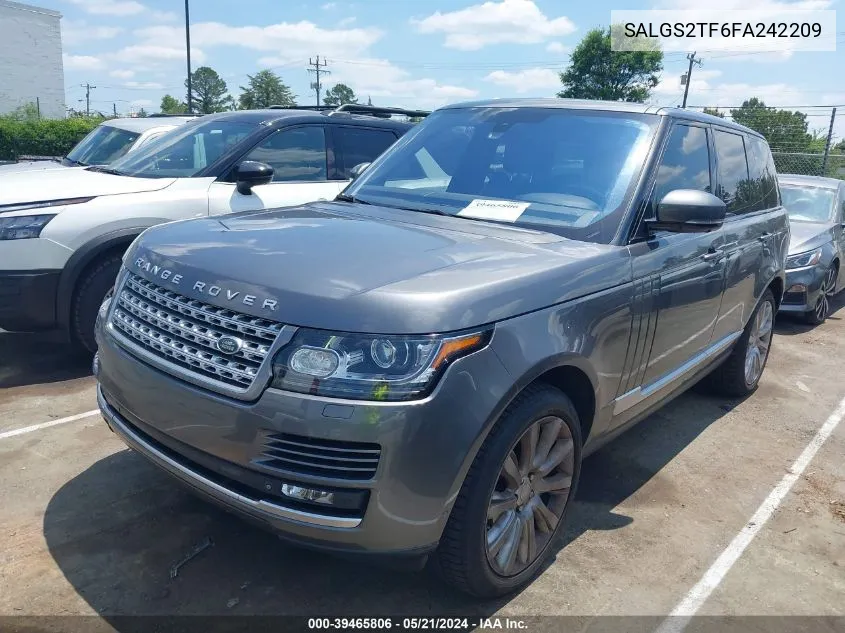 2015 Land Rover Range Rover 5.0L V8 Supercharged VIN: SALGS2TF6FA242209 Lot: 39465806