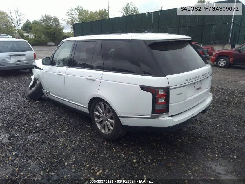 2016 Land Rover Range Rover 3.0L V6 Supercharged Hse VIN: SALGS2PF7GA309072 Lot: 39370121