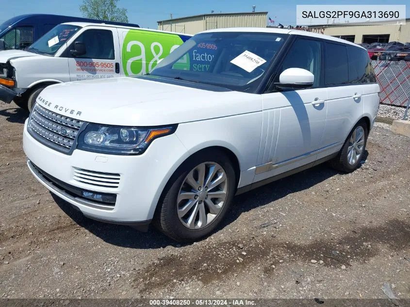 2016 Land Rover Range Rover 3.0L V6 Supercharged Hse VIN: SALGS2PF9GA313690 Lot: 39408250