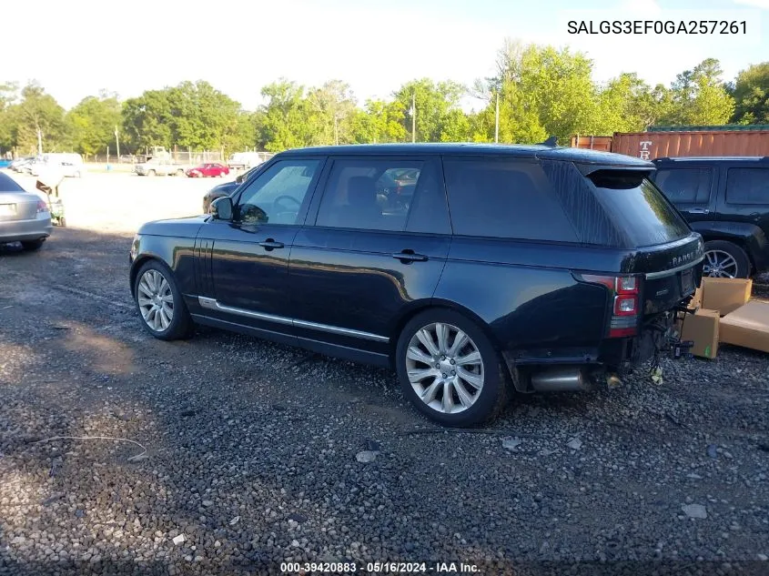 2016 Land Rover Range Rover 5.0L V8 Supercharged VIN: SALGS3EF0GA257261 Lot: 39420883