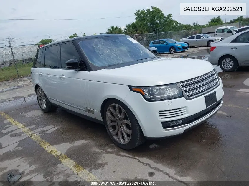 2016 Land Rover Range Rover 5.0L V8 Supercharged VIN: SALGS3EFXGA292521 Lot: 39431789