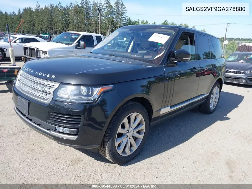 2016 Land Rover Range Rover Hse VIN: SALGS2VF9GA278880 Lot: 39544699