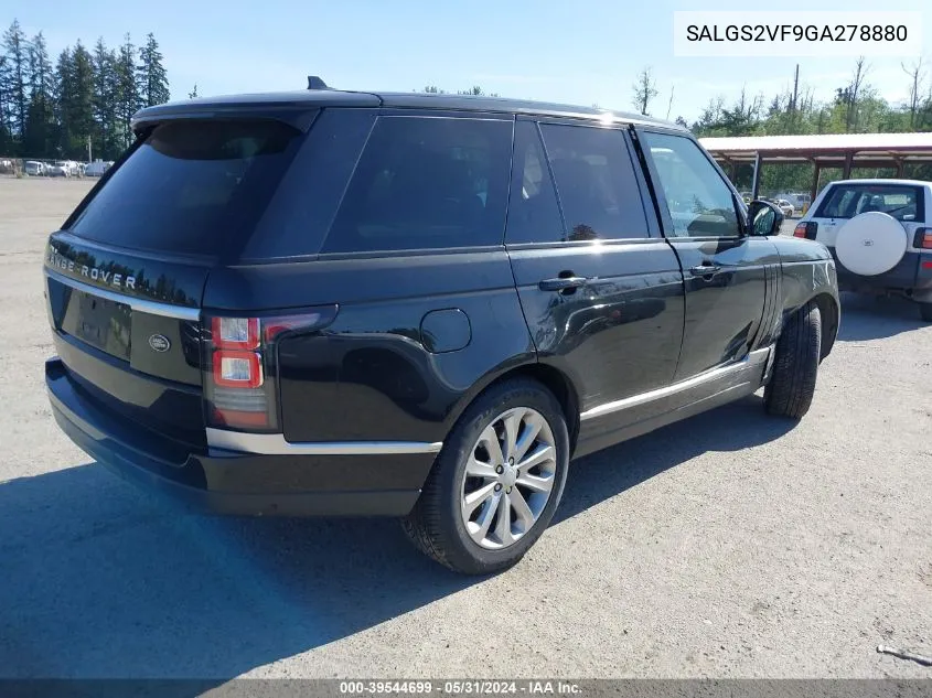 2016 Land Rover Range Rover Hse VIN: SALGS2VF9GA278880 Lot: 39544699