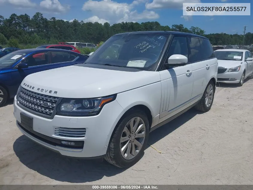 2016 Land Rover Range Rover 3.0L V6 Turbocharged Diesel Hse Td6 VIN: SALGS2KF8GA255577 Lot: 39559386