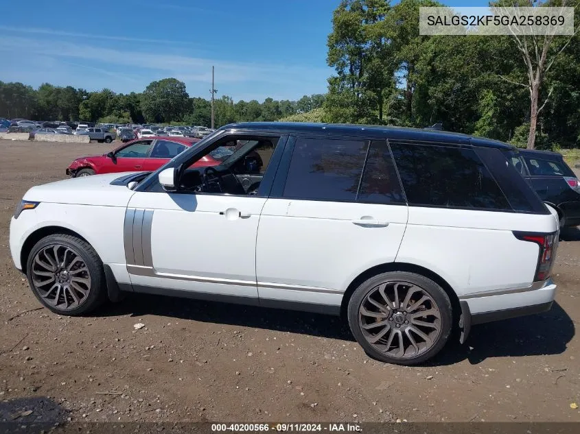 SALGS2KF5GA258369 2016 Land Rover Range Rover 3.0L V6 Turbocharged Diesel Hse Td6