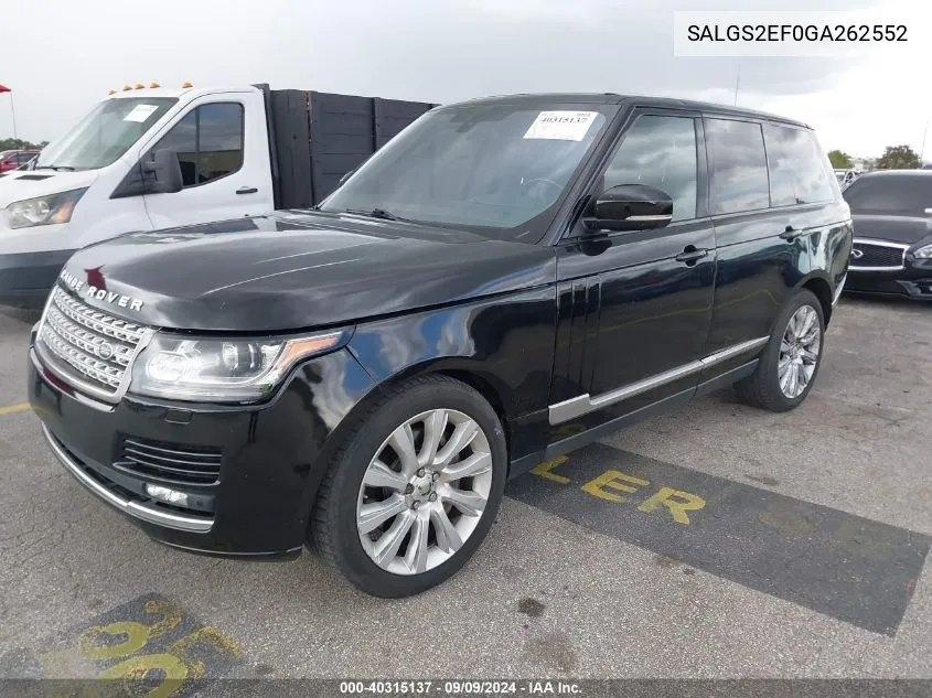 SALGS2EF0GA262552 2016 Land Rover Range Rover 5.0L V8 Supercharged