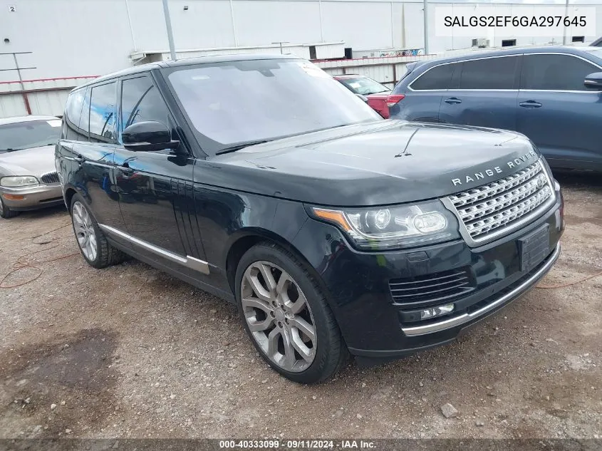 2016 Land Rover Range Rover 5.0L V8 Supercharged VIN: SALGS2EF6GA297645 Lot: 40333099