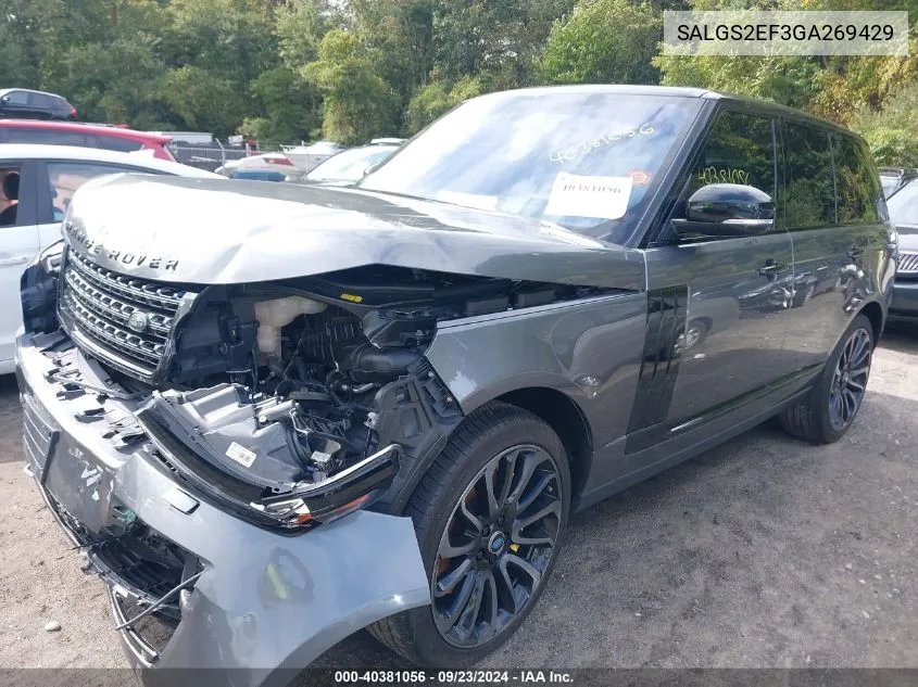 2016 Land Rover Range Rover Supercharged VIN: SALGS2EF3GA269429 Lot: 40381056