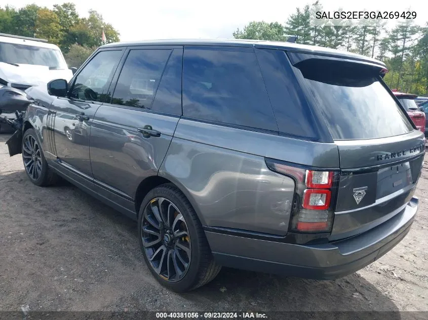 2016 Land Rover Range Rover Supercharged VIN: SALGS2EF3GA269429 Lot: 40381056