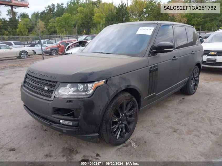 2016 Land Rover Range Rover 5.0L V8 Supercharged VIN: SALGS2EF1GA261782 Lot: 40402471