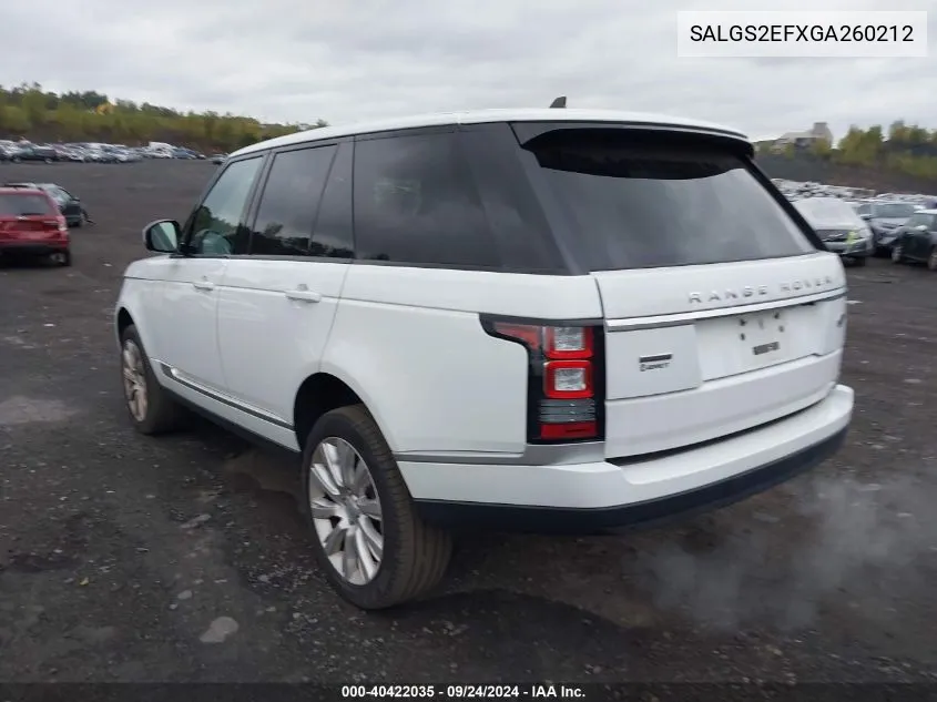 2016 Land Rover Range Rover 5.0L V8 Supercharged VIN: SALGS2EFXGA260212 Lot: 40422035