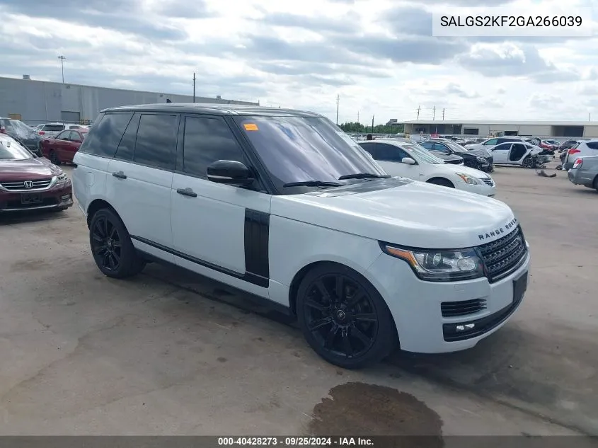 SALGS2KF2GA266039 2016 Land Rover Range Rover 3.0L V6 Turbocharged Diesel Hse Td6