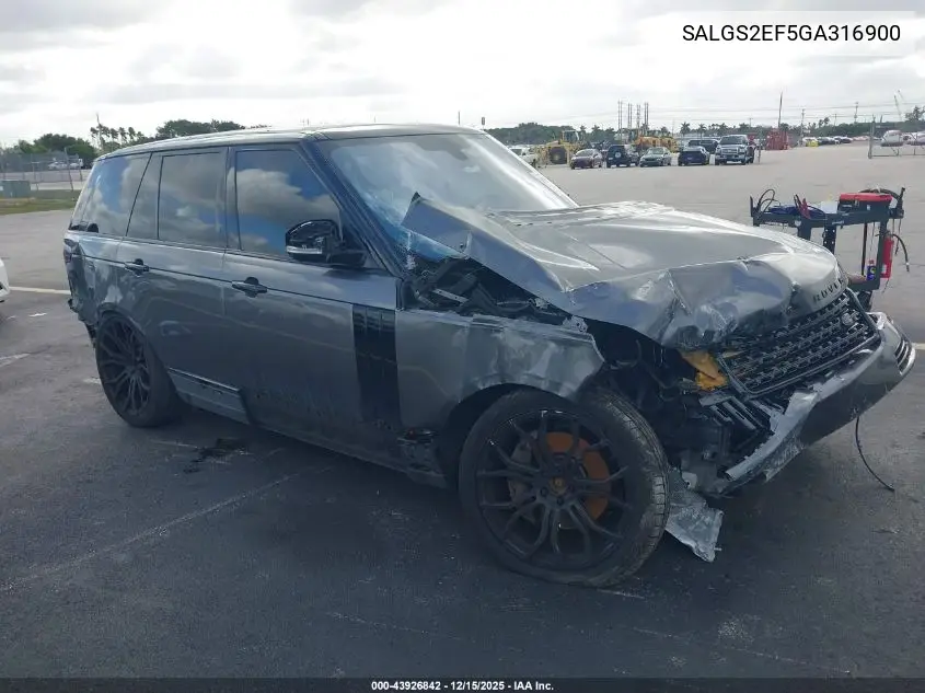 SALGS2EF5GA316900 2016 Land Rover Range Rover 5.0L V8 Supercharged