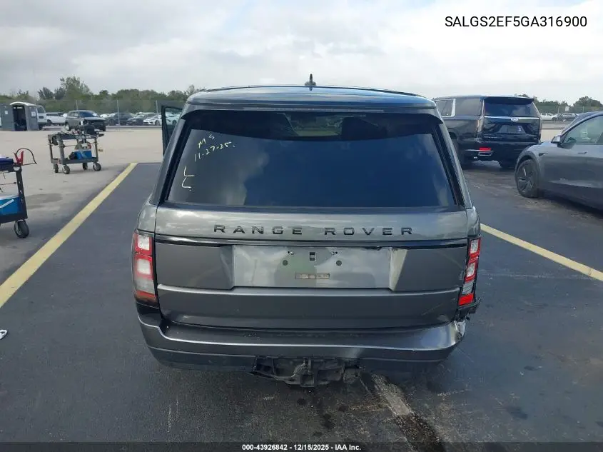 SALGS2EF5GA316900 2016 Land Rover Range Rover 5.0L V8 Supercharged