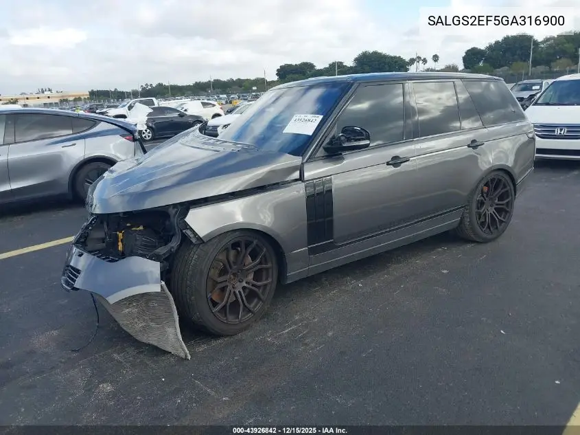 SALGS2EF5GA316900 2016 Land Rover Range Rover 5.0L V8 Supercharged