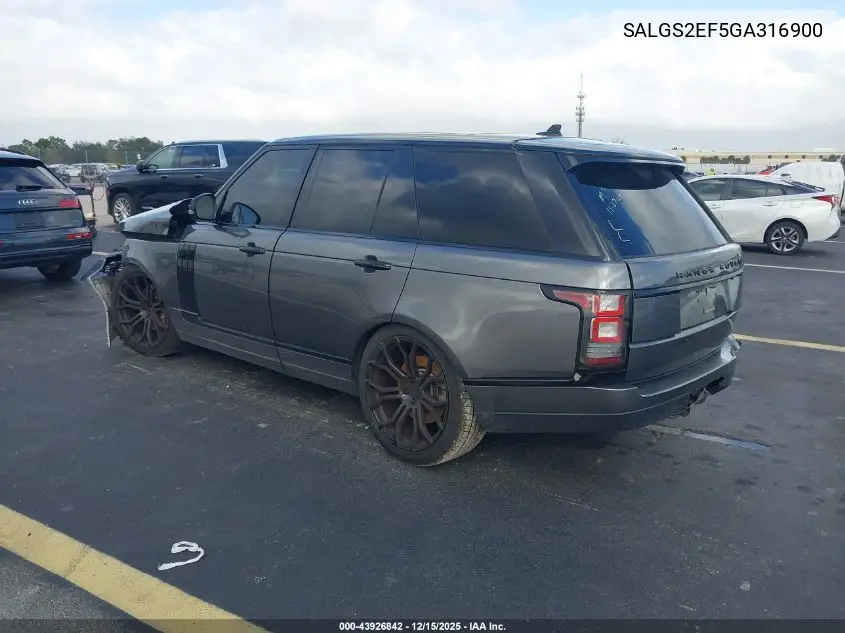 SALGS2EF5GA316900 2016 Land Rover Range Rover 5.0L V8 Supercharged