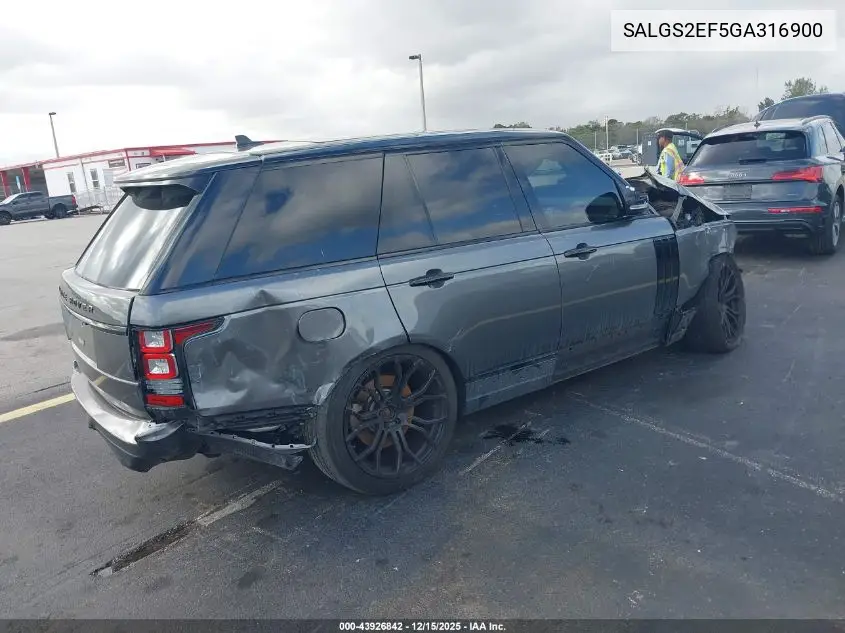 SALGS2EF5GA316900 2016 Land Rover Range Rover 5.0L V8 Supercharged