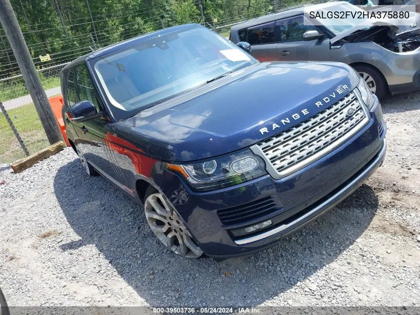 2017 Land Rover Range Rover 3.0L V6 Supercharged Hse VIN: SALGS2FV2HA375880 Lot: 39503736