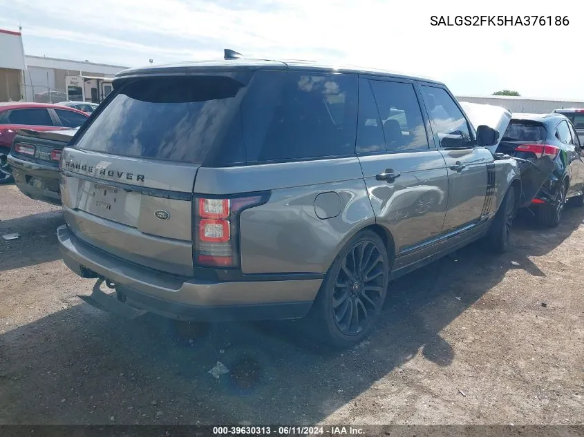 2017 Land Rover Range Rover 3.0L V6 Turbocharged Diesel Hse Td6 VIN: SALGS2FK5HA376186 Lot: 39630313