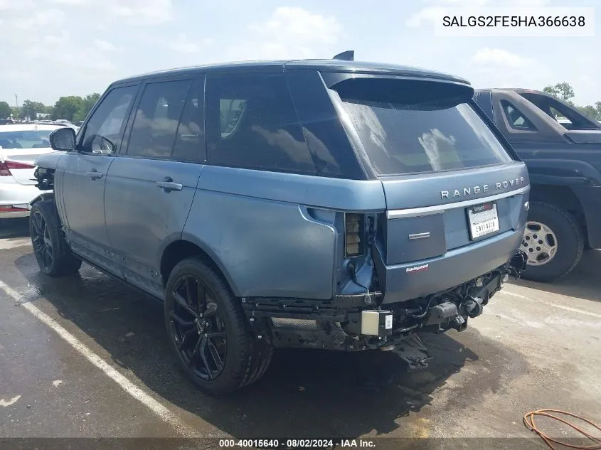 2017 Land Rover Range Rover 5.0L V8 Supercharged VIN: SALGS2FE5HA366638 Lot: 40015640