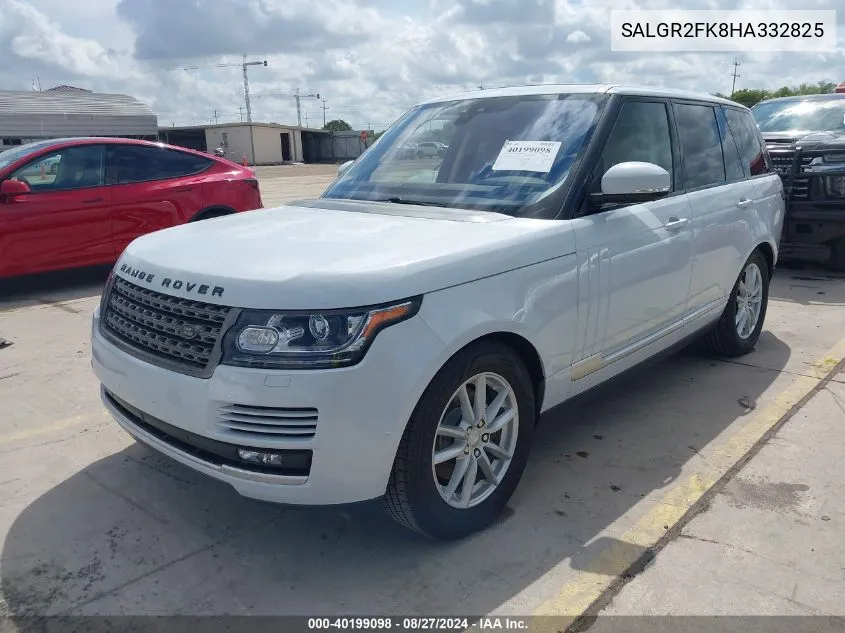 2017 Land Rover Range Rover 3.0L V6 Turbocharged Diesel Td6 VIN: SALGR2FK8HA332825 Lot: 40199098