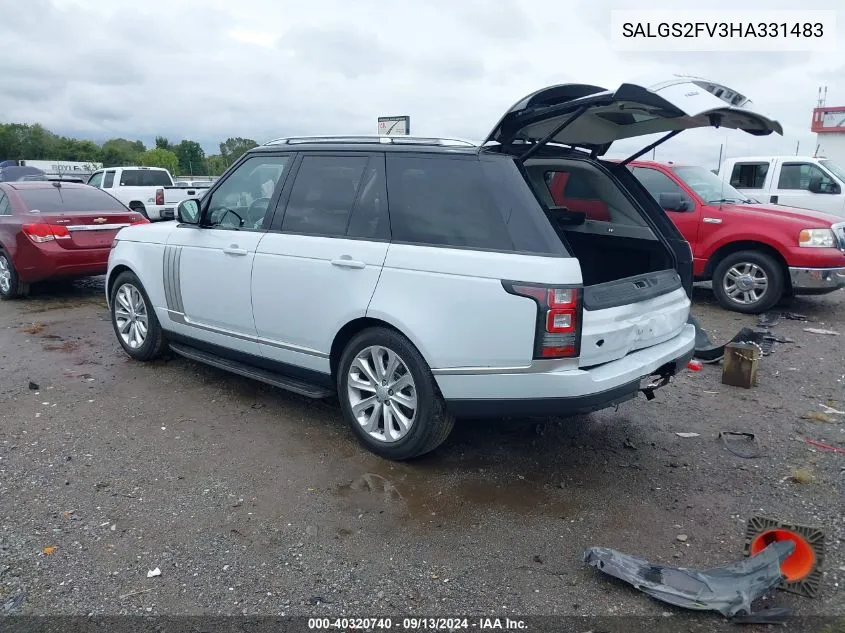 SALGS2FV3HA331483 2017 Land Rover Range Rover 3.0L V6 Supercharged Hse