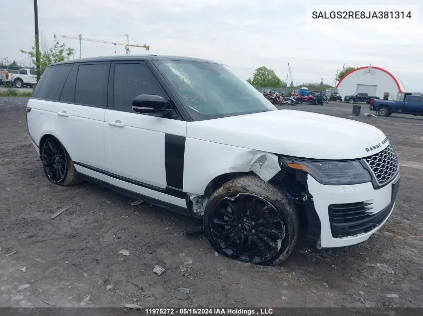 2018 Land Rover Range Rover Supercharged VIN: SALGS2RE8JA381314 Lot: 11975272