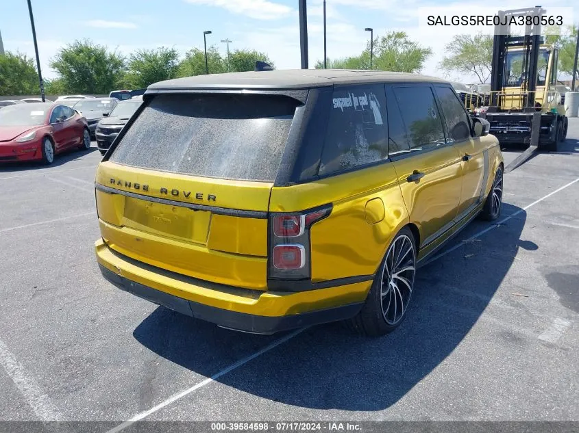 2018 Land Rover Range Rover 5.0L V8 Supercharged VIN: SALGS5RE0JA380563 Lot: 39584598