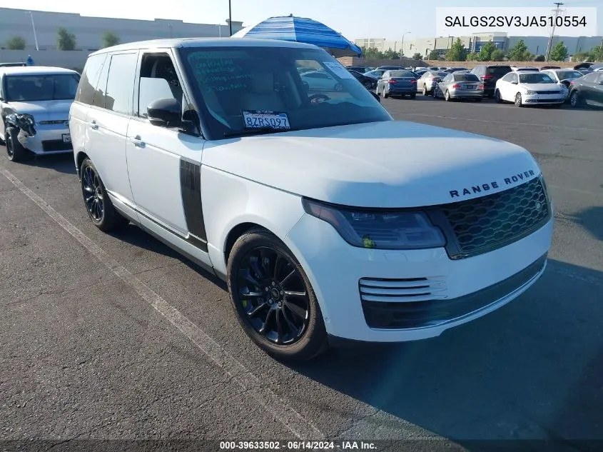 2018 Land Rover Range Rover 3.0L V6 Supercharged Hse VIN: SALGS2SV3JA510554 Lot: 39633502