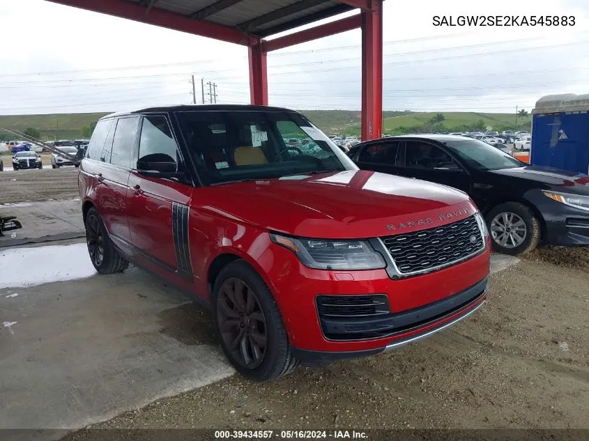 2019 Land Rover Range Rover 5.0L V8 Supercharged Sv Autobiography Dynamic VIN: SALGW2SE2KA545883 Lot: 39434557