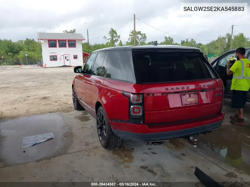 2019 Land Rover Range Rover 5.0L V8 Supercharged Sv Autobiography Dynamic VIN: SALGW2SE2KA545883 Lot: 39434557