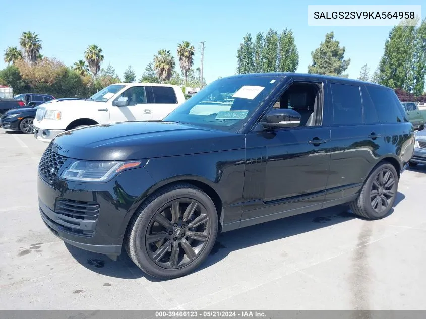 2019 Land Rover Range Rover Hse VIN: SALGS2SV9KA564958 Lot: 39466123