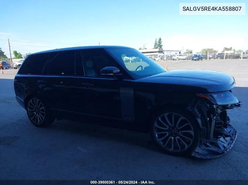 2019 Land Rover Range Rover 5.0L V8 Supercharged Autobiography VIN: SALGV5RE4KA558807 Lot: 39500361