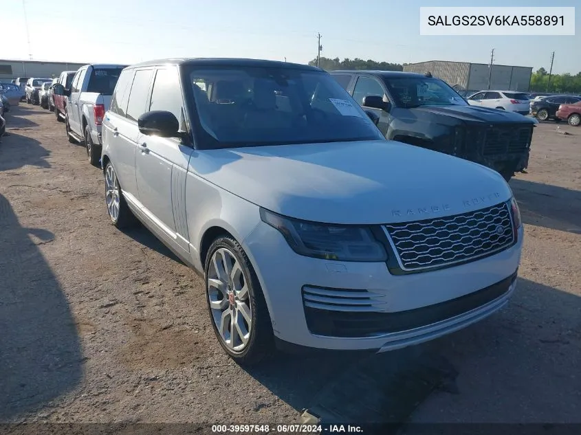 2019 Land Rover Range Rover 3.0L V6 Supercharged Hse VIN: SALGS2SV6KA558891 Lot: 39597548