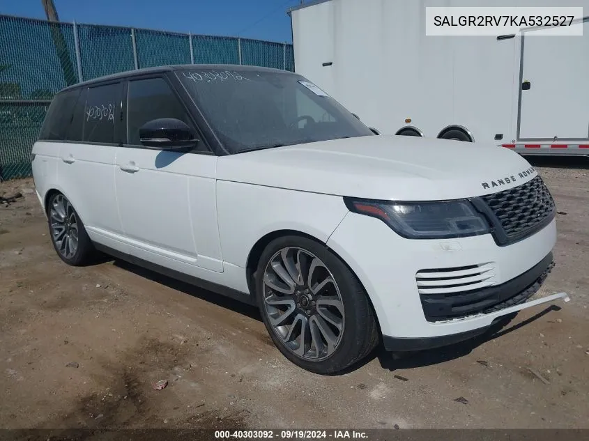 2019 Land Rover Range Rover 3.0L V6 Supercharged VIN: SALGR2RV7KA532527 Lot: 40303092