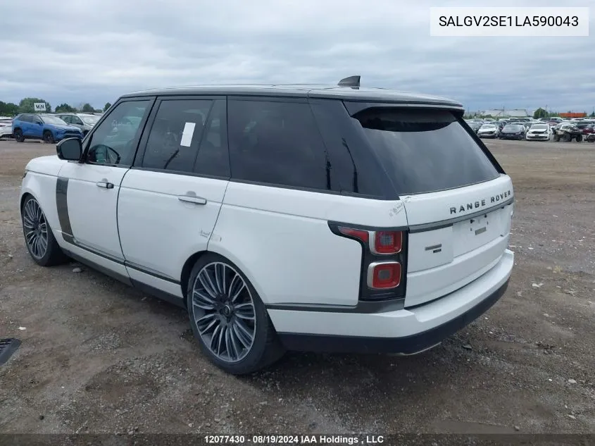 2020 Land Rover Range Rover VIN: SALGV2SE1LA590043 Lot: 12077430