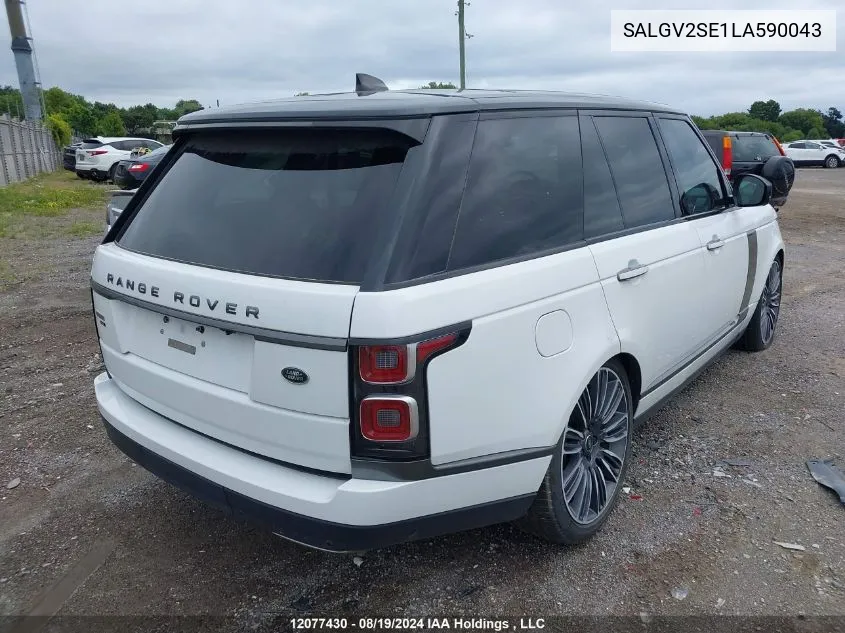 2020 Land Rover Range Rover VIN: SALGV2SE1LA590043 Lot: 12077430