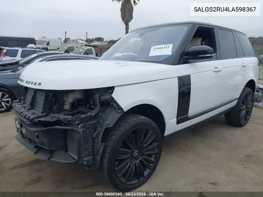 2020 Land Rover Range Rover Hse VIN: SALGS2RU4LA598367 Lot: 39480343