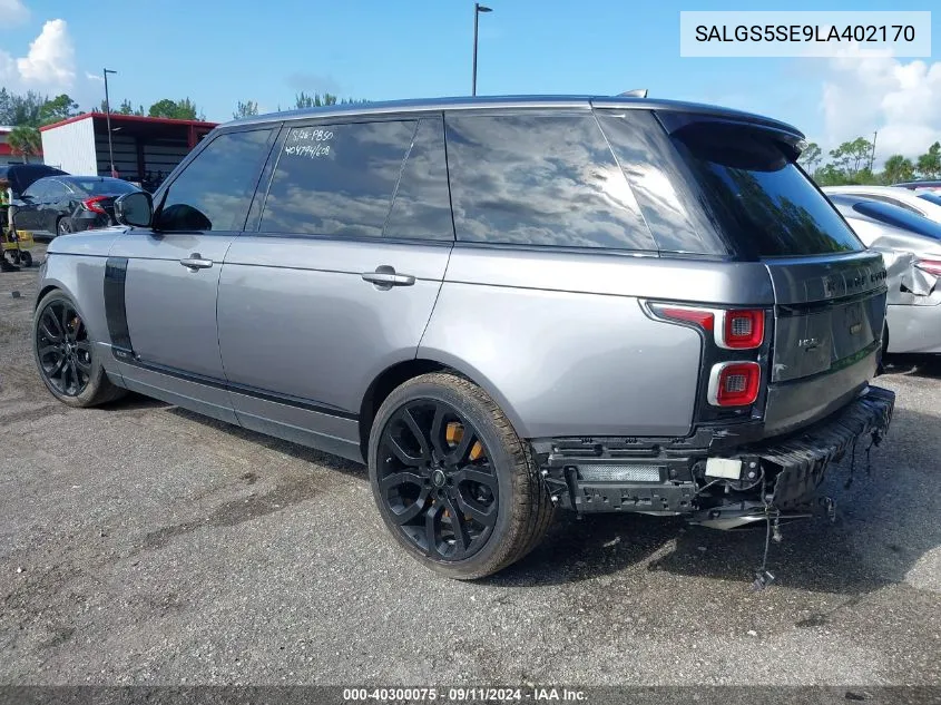 2020 Land Rover Range Rover P525 Hse VIN: SALGS5SE9LA402170 Lot: 40300075