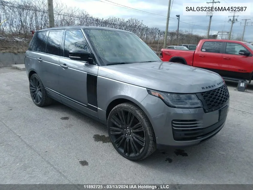 2021 Land Rover Range Rover Westminster VIN: SALGS2SE6MA452587 Lot: 11892725