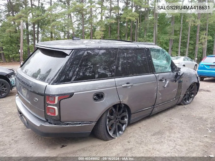 2021 Land Rover Range Rover Westminster VIN: SALGS2RU4MA418631 Lot: 40349852