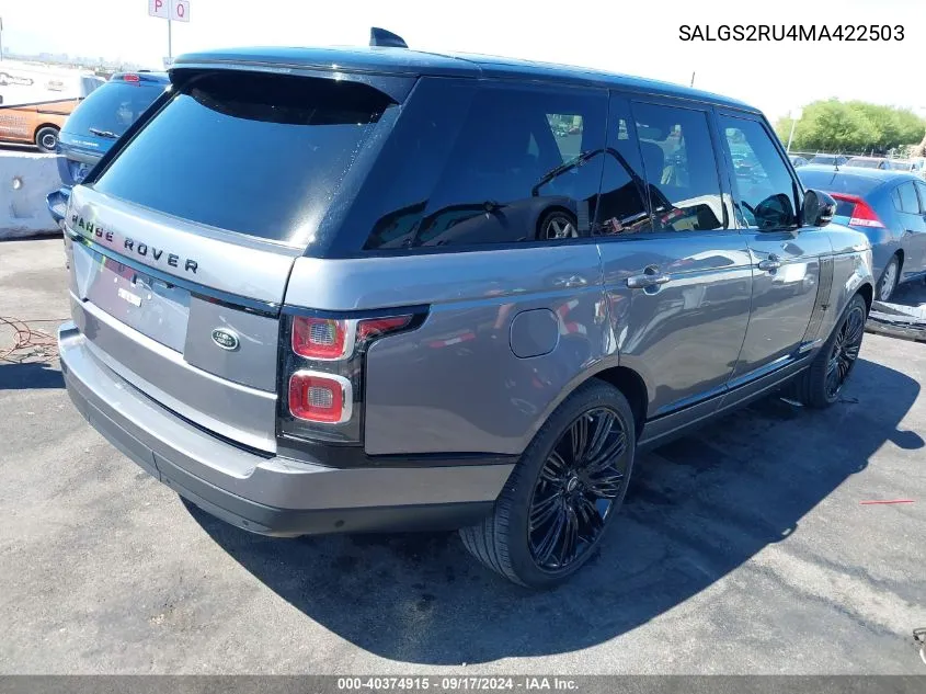 2021 Land Rover Range Rover Westminster VIN: SALGS2RU4MA422503 Lot: 40374915