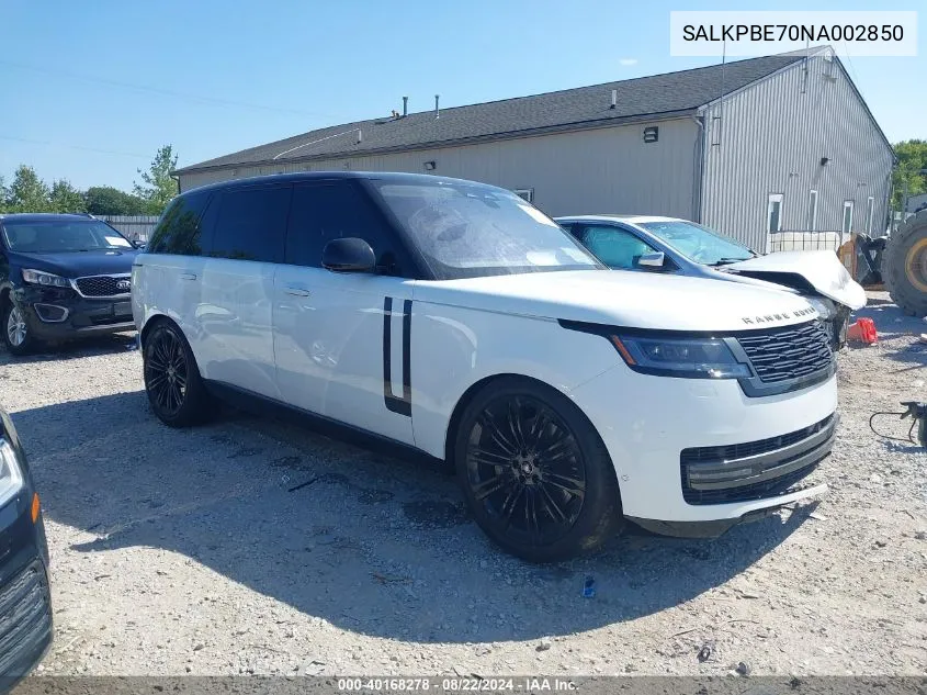 2022 Land Rover New Range Rover P530 Se VIN: SALKPBE70NA002850 Lot: 40168278