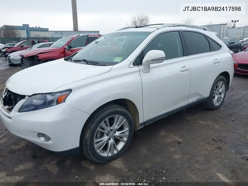 2011 Lexus Rx 450H VIN: JTJBC1BA9B2417598 Lot: 44489230